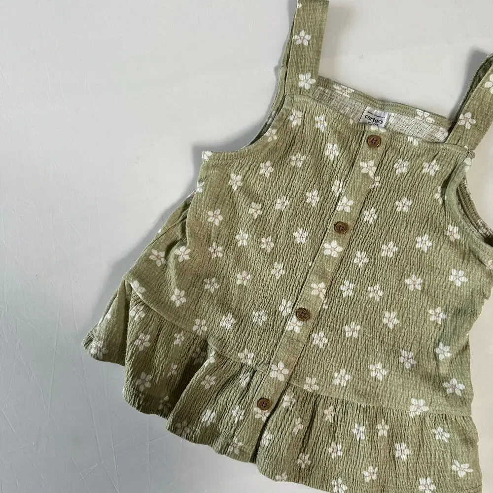 Carter's Green Floral Peplum Tank Sz 6